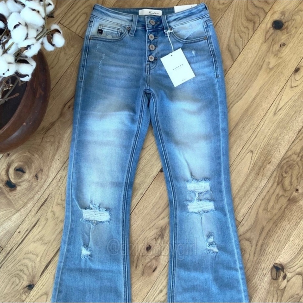 KanCan Mid Rise Button Fly Bootcut Flare Light Wash Jeans Women’s Sizes NWT - Picture 9 of 14